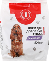 Корм сухой полнорационный для взрослых собак с мясом ТМ "1" м/у 500г