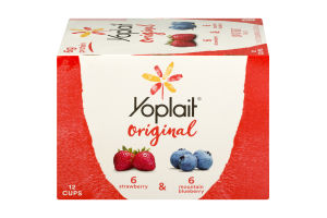 Yoplait Original Low Fat Yogurt Strawberry & Mountain Blueberry - 12 CT
