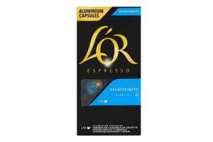 Кофе натуральный молотый жареный в капсулах Decaffeinato Espresso L’OR к/у 52г