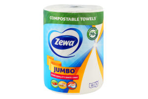 Рушники паперові кухонні 2-х шарові Jumbo Zewa 1шт