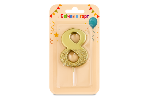 Свеча-цифра в торт 8 Металлик Festa (Guangzhou) Co. Ltd 1шт