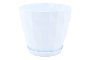 Вазон д/квітів Кристал 1,15л біло-сірий з підставкою Серінова