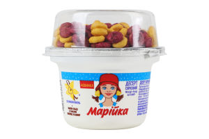 Десерт творожный 5% Ваниль 140г + злаковые кольца со вкусами клубники и банана 15г Марійка ст 155г