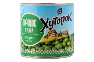 Горошок зелений 420г ж/б Хуторок