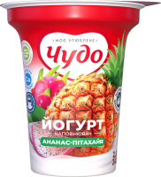 Йогурт 2.5% з наповнювачем фруктовим Ананас-пітахая Чудо ст 240г