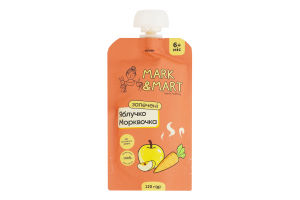 Пюре фруктове для дітей від 6міс без цукру гомогенізоване Запечене яблучко і морквочка Mark&Mart д/п 120г