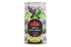 Чай зелений байховий листовий з ароматом лохини та соу-сепу Exotic Fantasy Gourmet Hyson тубус 100г