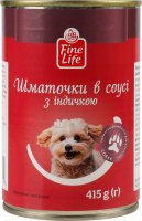 Корм консервований повнораціонний для дорослих собак Шматочки в соусі з індичкою Fine Life з/б 415г