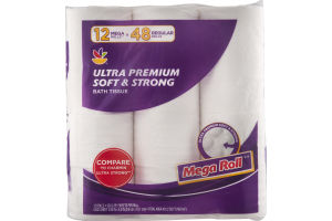 Ahold Ultra Premium Soft & Strong Bath Tissue Mega Rolls - 12 CT