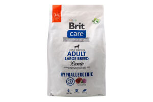 Корм сухой полнорационный для взрослых собак Lamb Hypoallergenic Adult Large Breed Care Brit 3кг