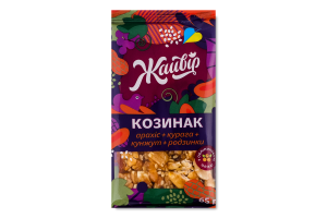 Козинак з обліпиховою олією Арахіс + курага + кунжут + родзинки Жайвір м/у 65г