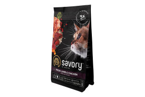 Корм сухой для взрослых стерилизованных кошек Fresh Lamb&Сhicken Savory м/у 400г