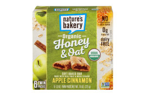 Nature's Bakery Organic Honey & Oat Soft Baked Bar Apple Cinnamon - 6 PK