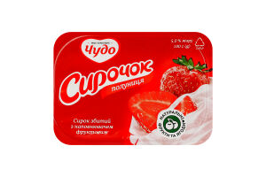 Творожок 5% взбитый с наполнителем фруктовым Клубника Чудо ст 100г