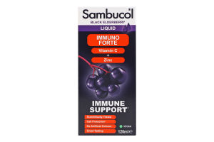 Добавка диетическая сироп с черной бузиной, витамином С и цинком Immuno Forte Sambucol 120мл