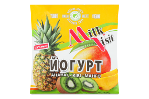 Йогурт з наповнювачем Ананас-ківі-манго 1,5% 400г п/е Milk Visit