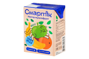 Нектар з м'якоттю та цукром гомогенізований та стерилізований мультифрукт Смартік т/п 200мл