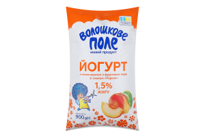 Йогурт з наповнювачем з смаком Персик 1,5% 900г п/е Волошкове поле