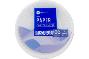 SE Grocers Paper Plates 6" Snack Size Coated - 100 CT