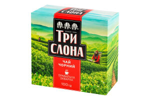 Чай чорний байховий листовий Три слона в/с к/у 100г