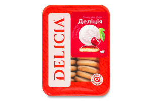 Печенье сдобное сбивное в молочной глазури со вкусом вишни Делиция Delicia лоток 300г