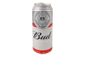 Пиво 500мл 5% світле пастеризоване Bud з/б