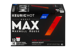 Maxwell House Medium Roast K-Cup Pods Max 1.75x More Caffeine - 12 CT