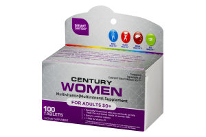 Smart Sense Century Women Adults 50+ Multivitamin/Multimineral Supplement Tablets - 100 CT