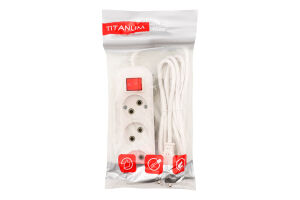 Подовжувач мережевий 3гнізда без заземлення з кнопкою 3м ТF-ESS310-3W Тітанум