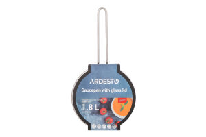 Ківш Gemini Liguria 1,8л нержавіюча сталь з скляною кришкою Ardesтo