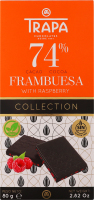 Шоколад 74% чорний з малиною Collection Trapa к/у 80г