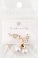 Сережки-гвіздки жовтий метал з камінцями та штучною перлиною в асортименті ZBYK250513206