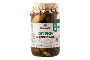 Огірки мариновані консервовані пастеризовані Dworek с/б 860г