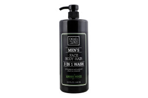 Гель для душа волос и лица 3в1 Amber wood Men's Dead Sea Collection 1л