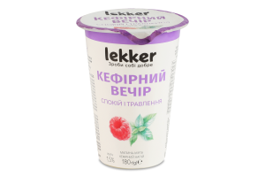 Напій кефірний 1,5% жиру з наповнювачем фруктовим "Малина-м'ята", ТМ "LEKKER"