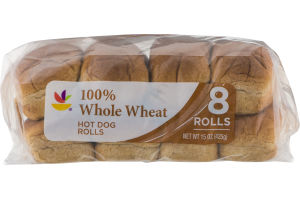 Ahold 100% Whole Wheat Hot Dog Rolls - 8 CT