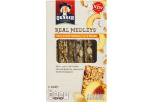 Quaker Real Medleys Peach Almond Multigrain Fruit & Nut Bar - 5 CT