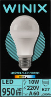 Лампа нейтральне світло A60 10W E27 4100K LED Winix 1шт