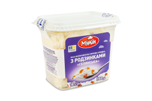 Масса творожная 18% молокосодержащая сладкая с изюмом Крестьянская Мілкін п/у 350г