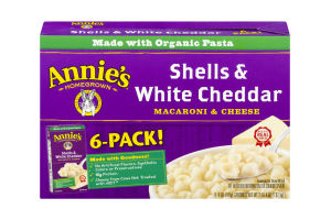 Annie's Homegrown Macaroni & Cheese Shells & White Cheddar - 6 CT