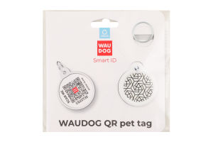 Адресник д/собак та котів Smart ID Геометрія з QR паспортом метал коло d25мм WauDog