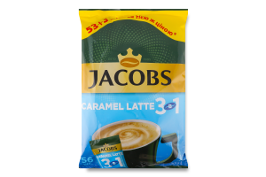 Напиток кофейный растворимый с сахаром и подсластителями 3в1 Карамель Латте Jacobs м/у 56х12.3г