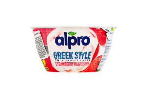 Продукт соевый ферментированный с клубникой и малиной Греческий стиль Alpro ст 150г
