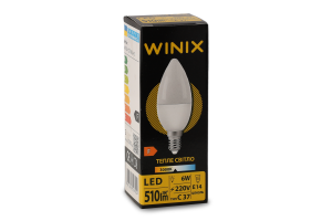 Лампа теплый свет C37 6W E14 3000K LED Winix 1шт