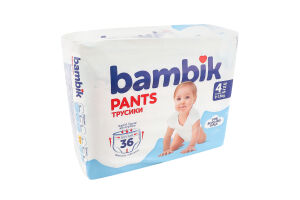 Трусики-подгузники для детей 9-15кг 4 Bambik 36шт