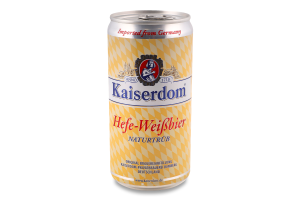 Пиво 0.25л 4.7% світле пшеничне нефільтроване непастеризоване Hefe-Weisbier Kaiserdom з/б