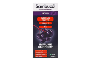 Добавка диетическая сироп с черной бузиной, витамином С и цинком Immuno Forte Sambucol 230мл