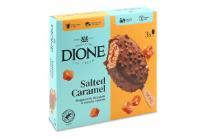 Морозиво DIONE 3х90мл сол. карам., бельг шок И924(Литва)