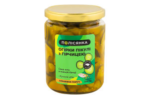 Огірки пікулі з гірчицею мариновані стерилізовані Полісянка с/б 540г