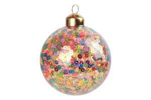 Прикраса ялинкова Куля з паєтками скло 8см